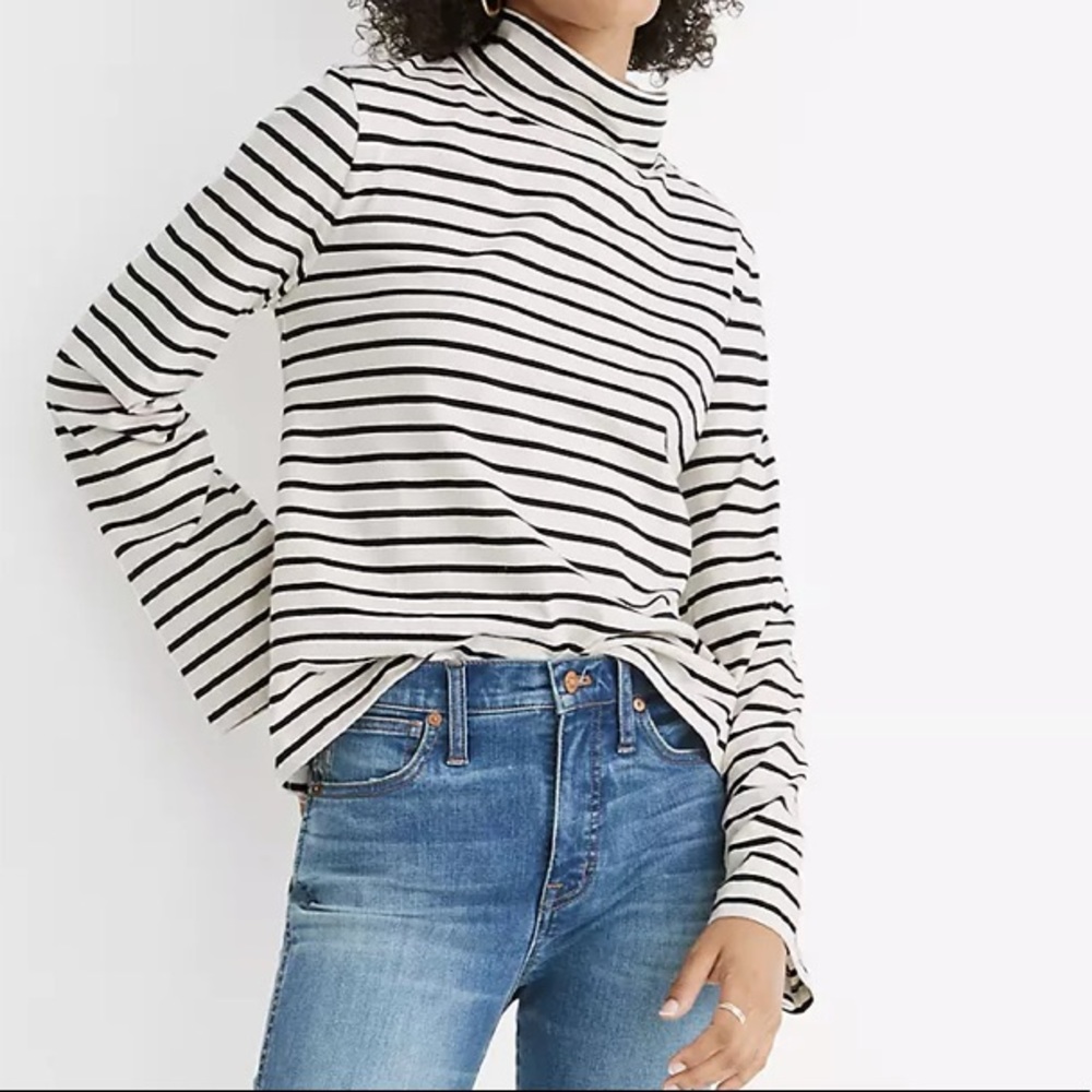 Madewell Wide-Sleeve Turtle Neck in Stripe